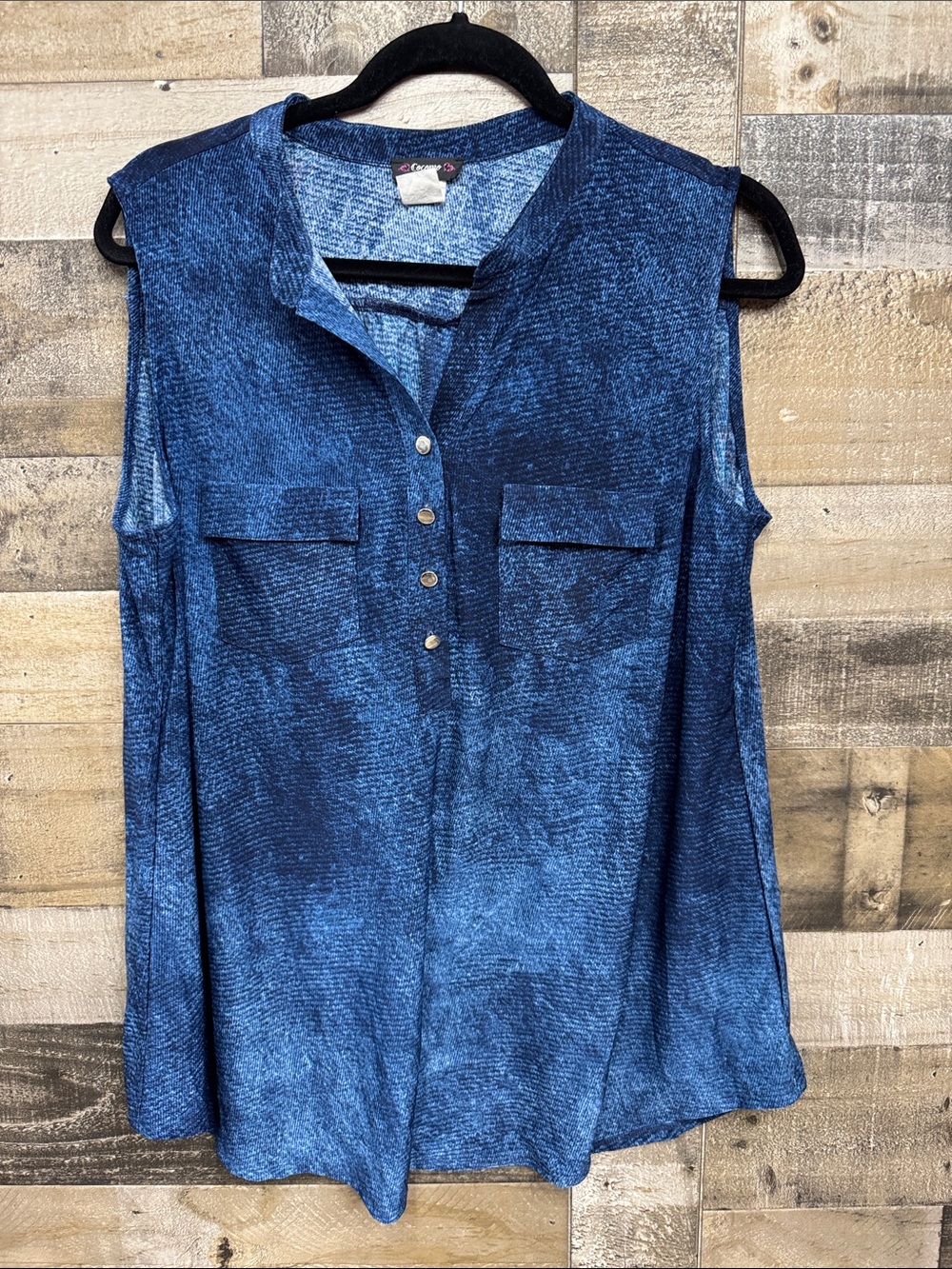Cocomo Navy Blue Sleeveless Henley Tank